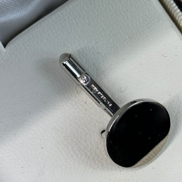 Vintage Lennons Jewelers Boxed Sterling Silver Round Cuff Links .75" - Picture 3 of 6